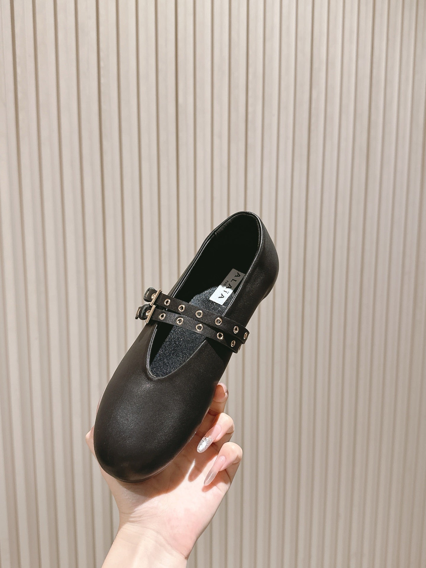 ALAIA MARY JANE 25S IN BLACK LAMBSKIN WITH SILVER HARDWARE