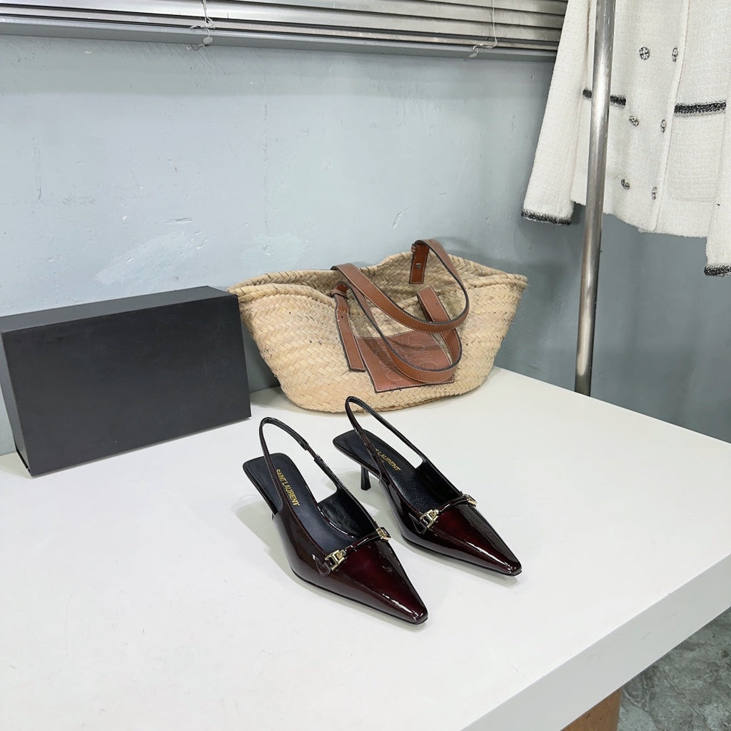 SL CARINE SLINGBACKS PUMP 60 WINE CALFSKIN