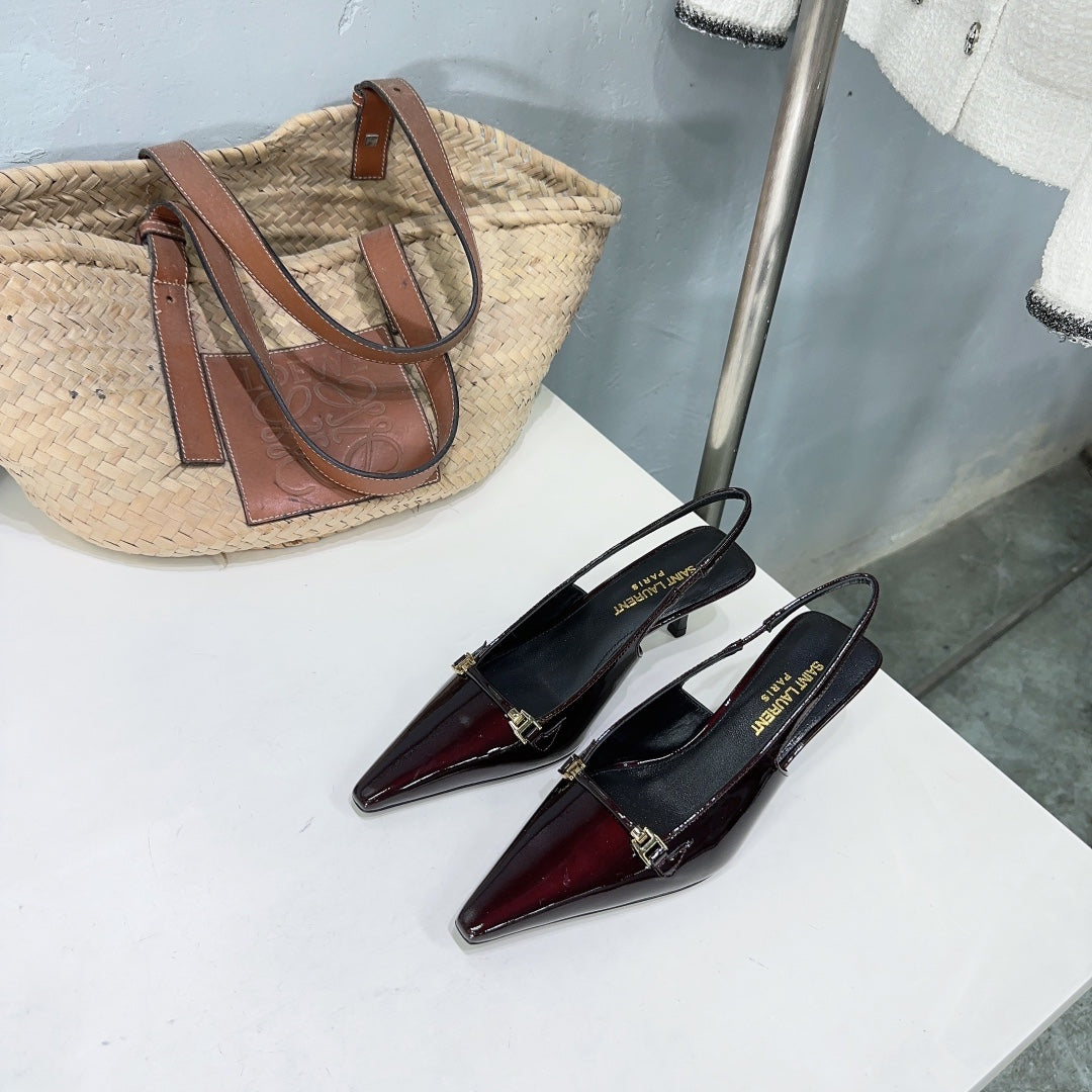 SL CARINE SLINGBACKS PUMP 60 WINE CALFSKIN