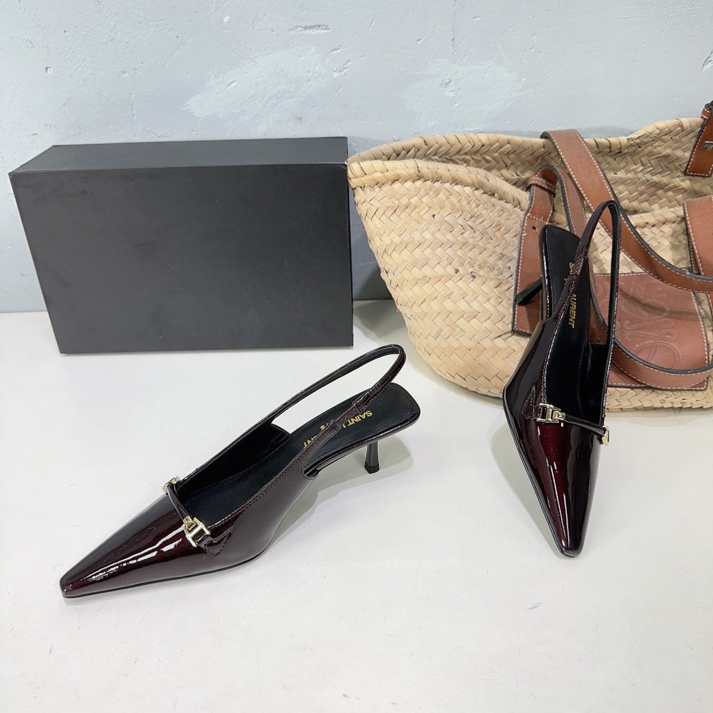 SL CARINE SLINGBACKS PUMP 60 WINE CALFSKIN