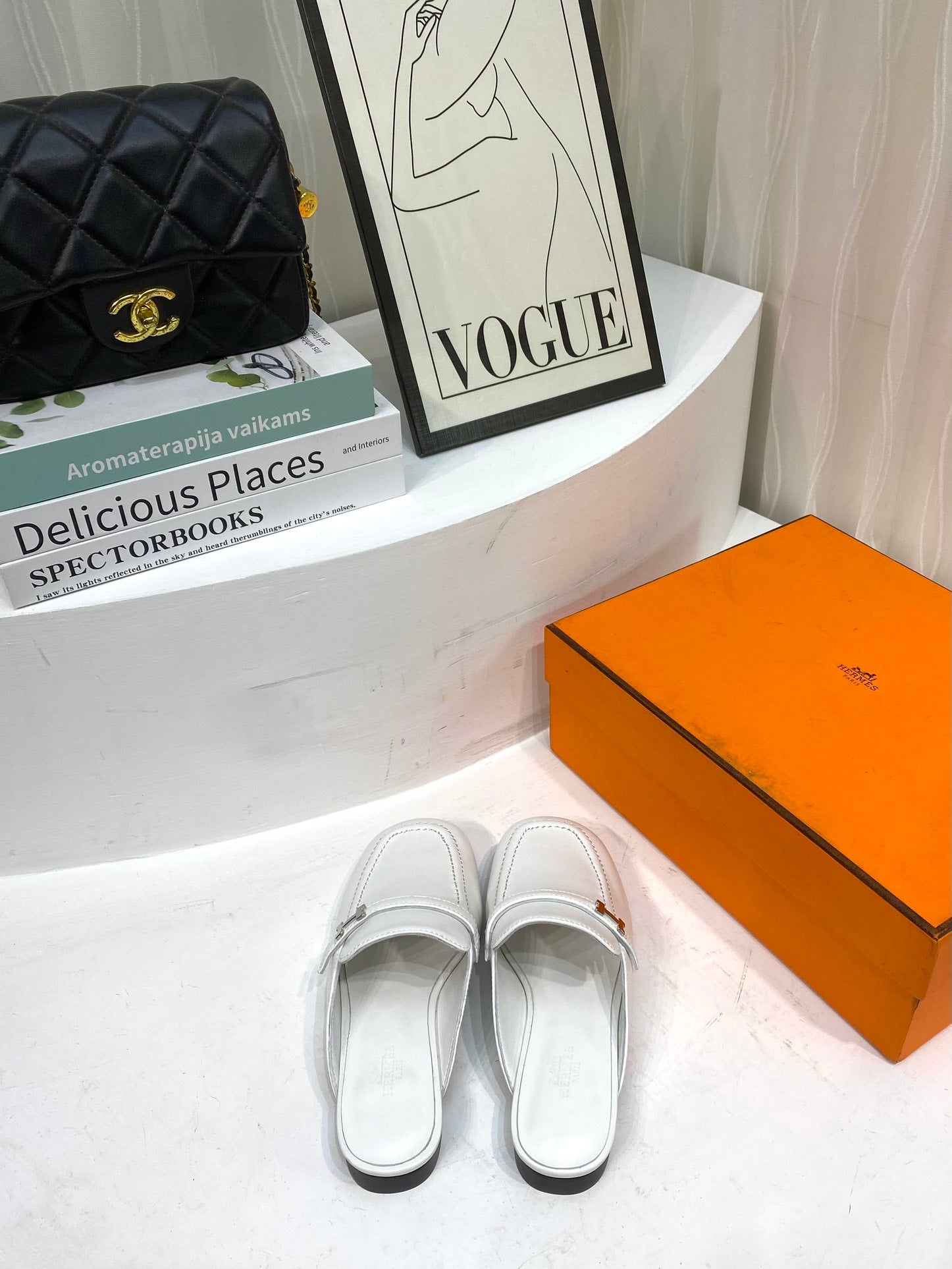 IENA MULE WHITE CALFSKIN