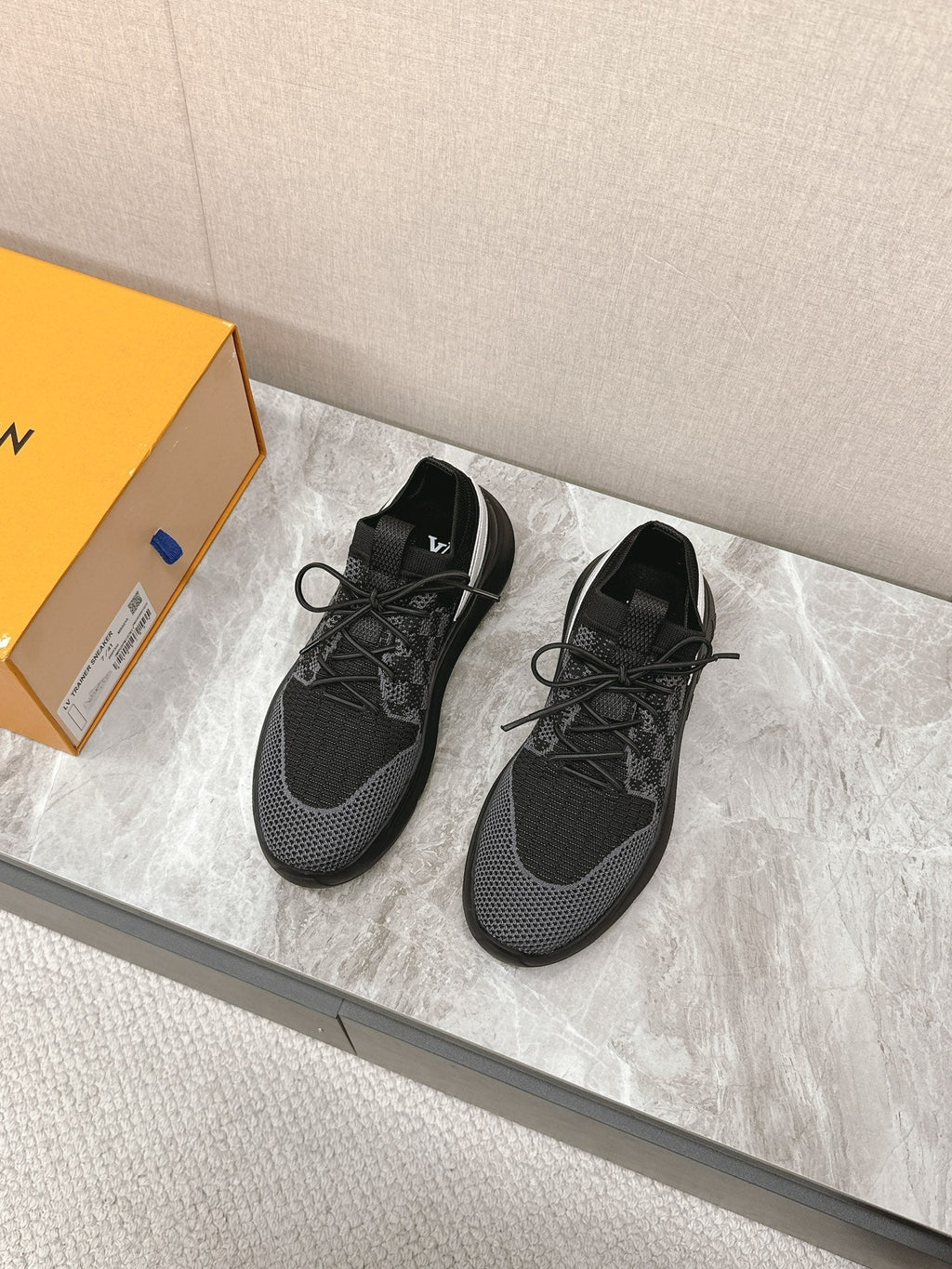 SNEAKERS IN BLACK DAMIER ELASTIC FABRIC