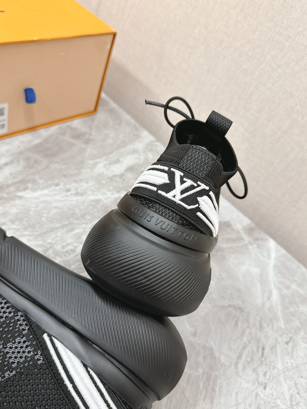 SNEAKERS IN BLACK DAMIER ELASTIC FABRIC