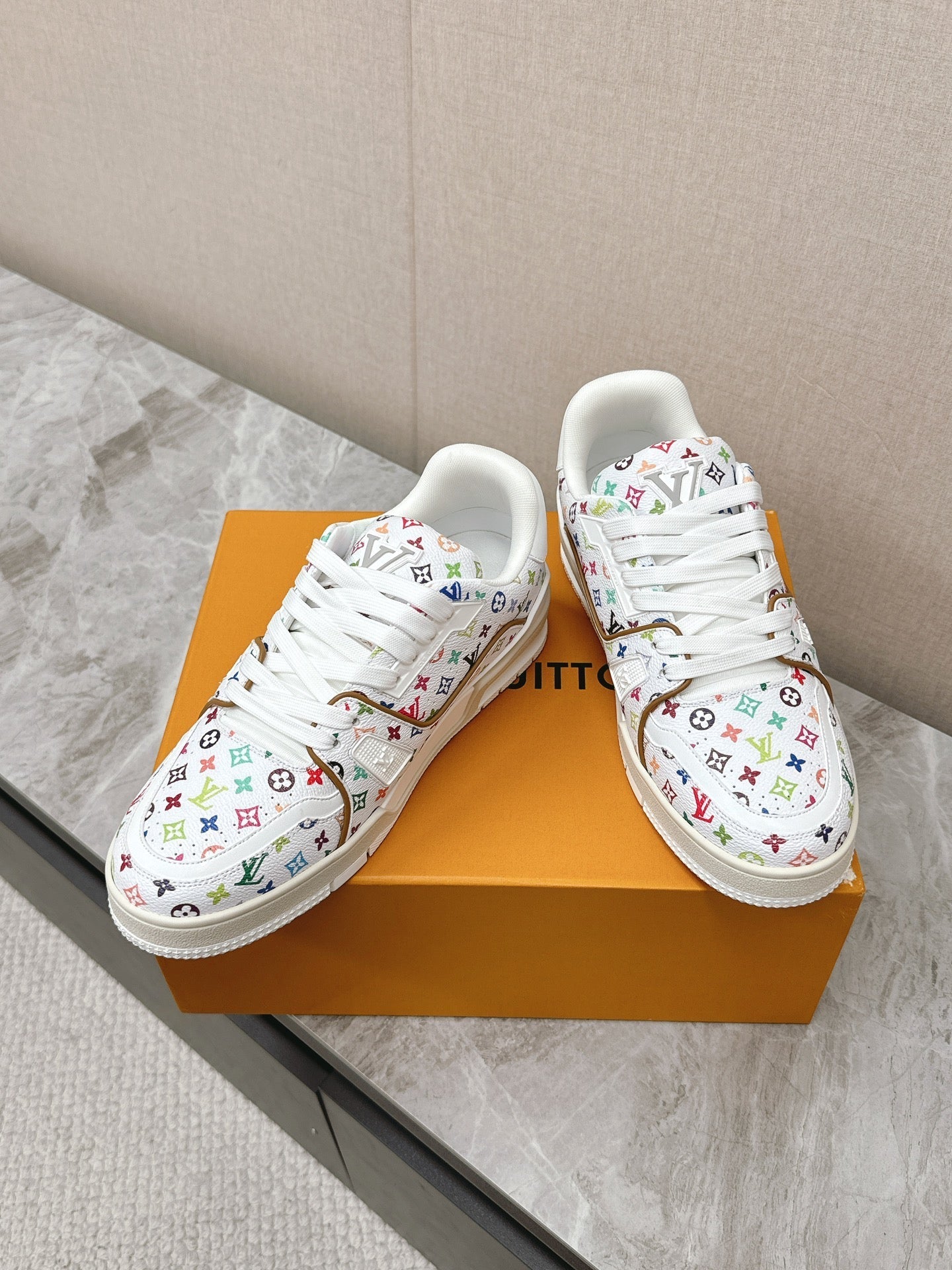 TRAINER SNEAKER IN WHITE MIX COLORFUL CALFSKIN