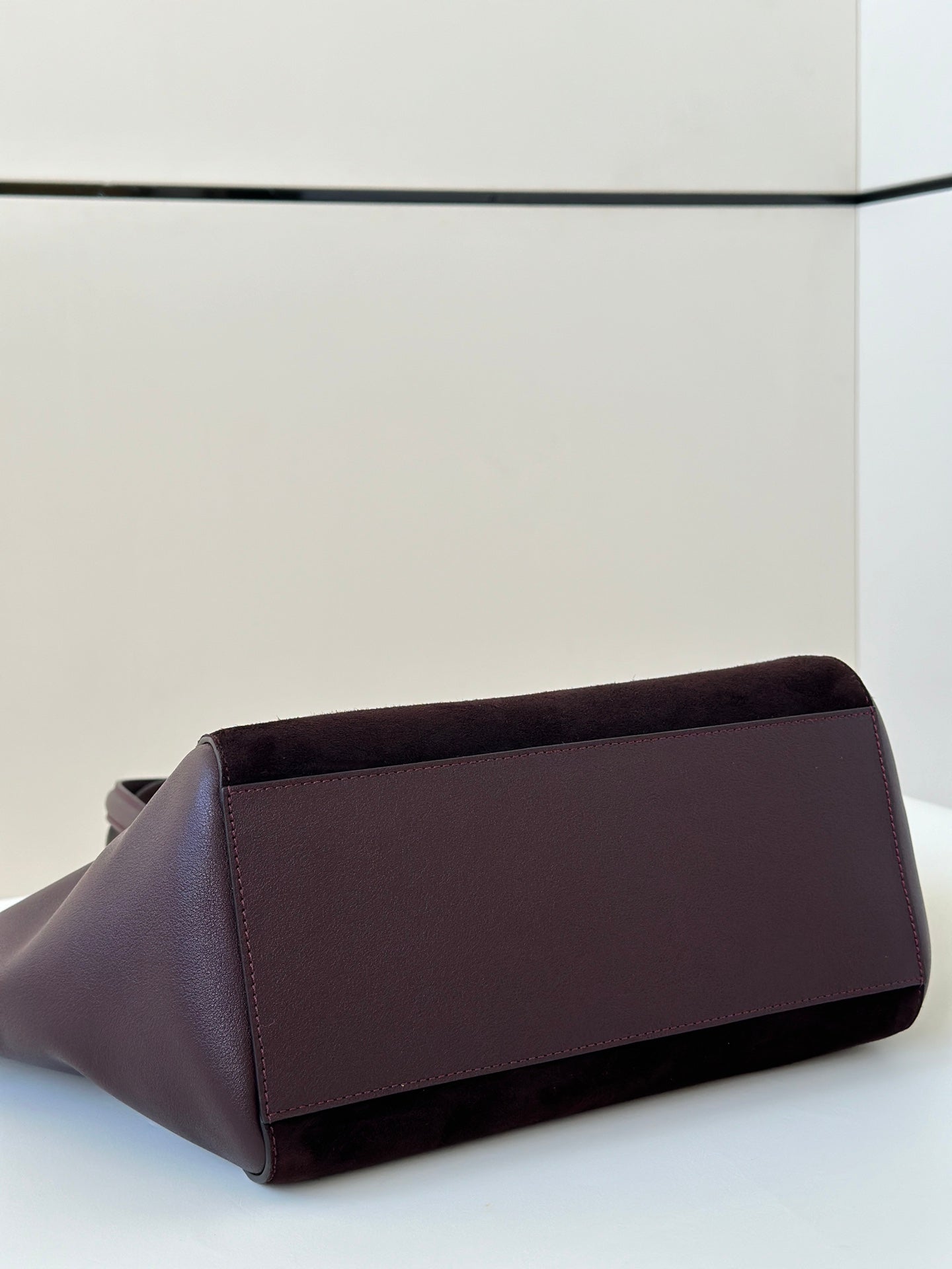 ORIGAMI MEDIUM 27 IN WINE RED LAMBSKIN AND SUEDE