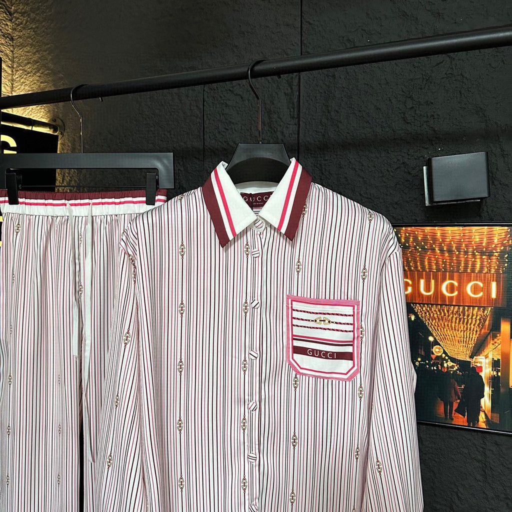 GUCCI LONG-SLEEVE SHIRT AND WIDE-LEG PANTS SET STYLE 6