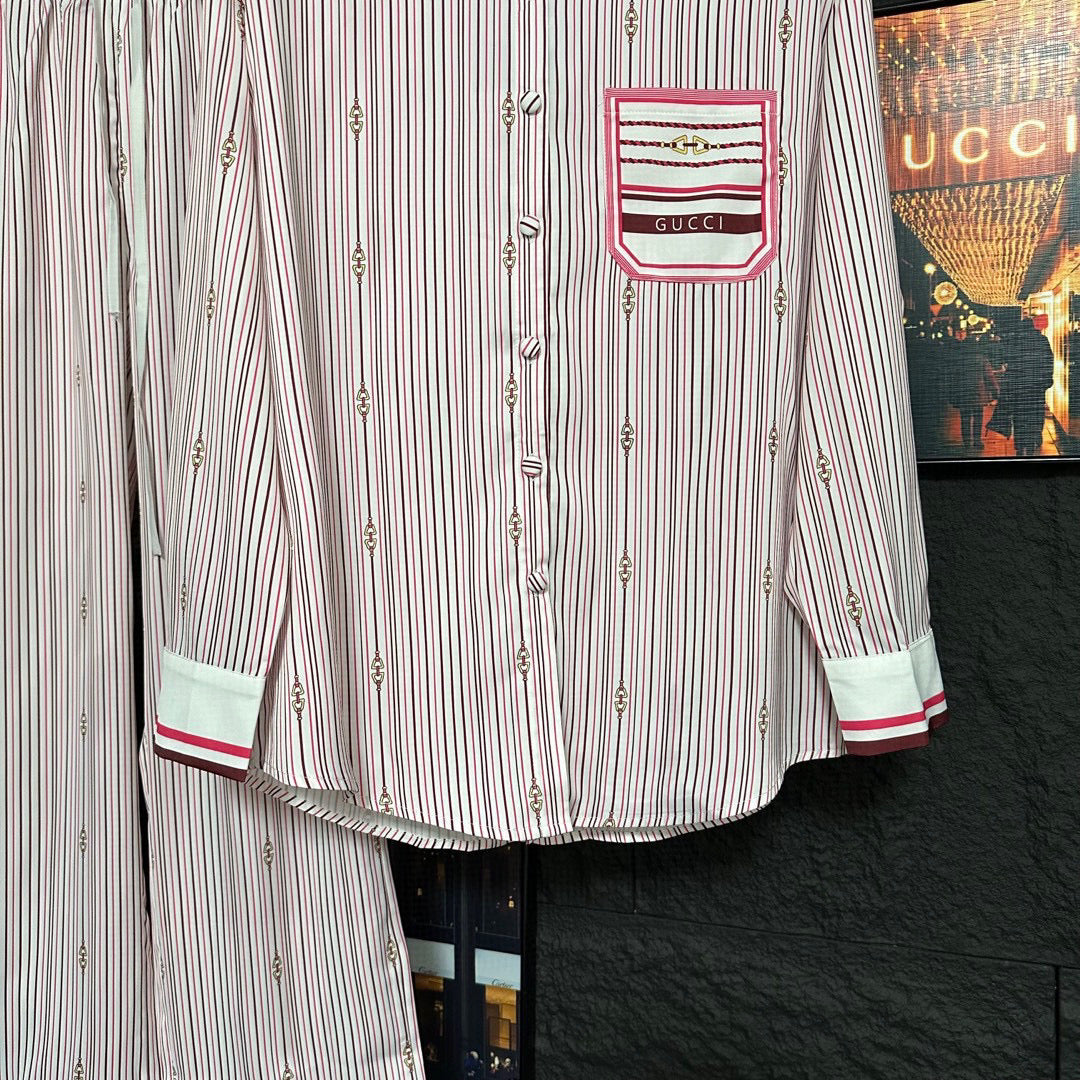 GUCCI LONG-SLEEVE SHIRT AND WIDE-LEG PANTS SET STYLE 6