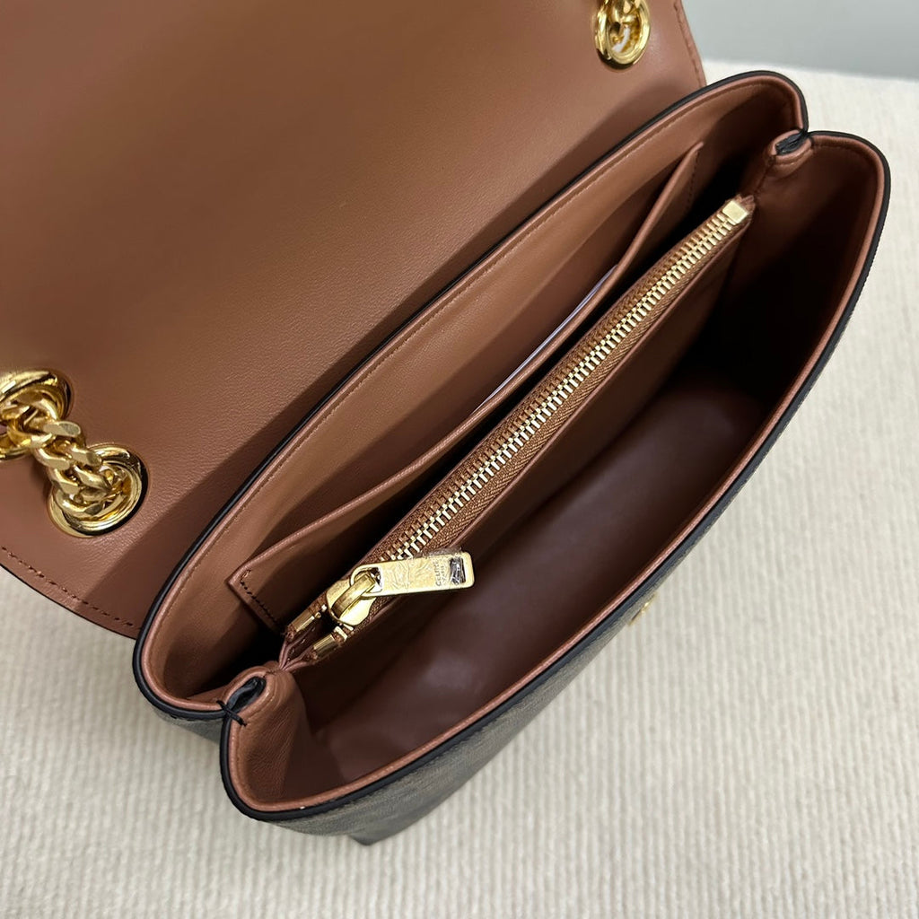 MEDIUM VICTOIRE BAG 25 IN BLACK TRIOMPHE CANVAS GOLD HARDWARE