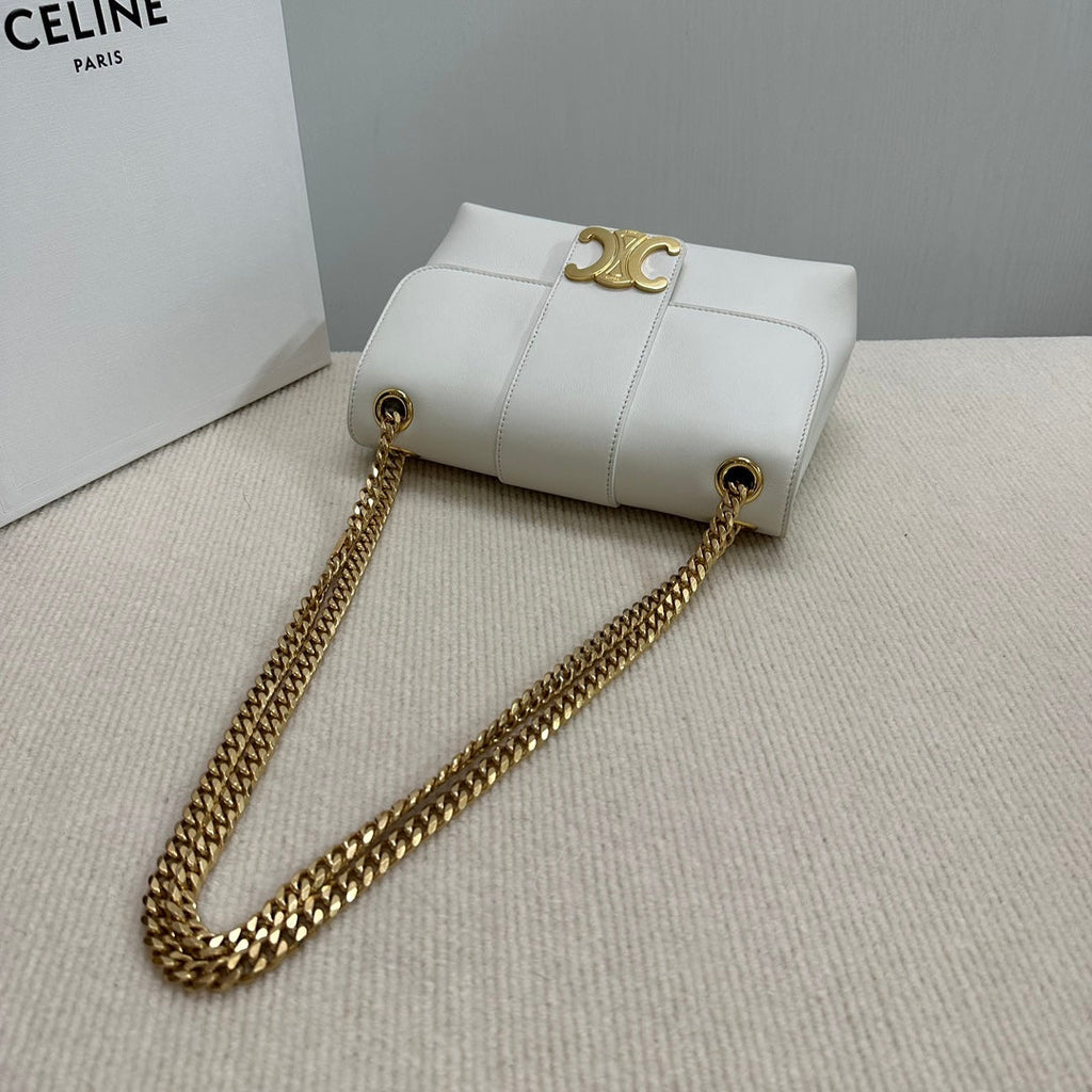 MEDIUM VICTOIRE BAG 25 IN WHITE SUPPLE CALFSKIN GOLD HARDWARE