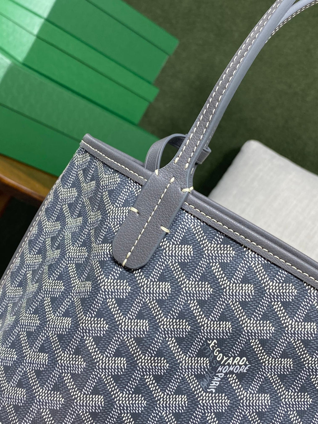 ANJOU MINI BAG 20 IN GREY GOYARDINE CANVAS AND CALFSKIN