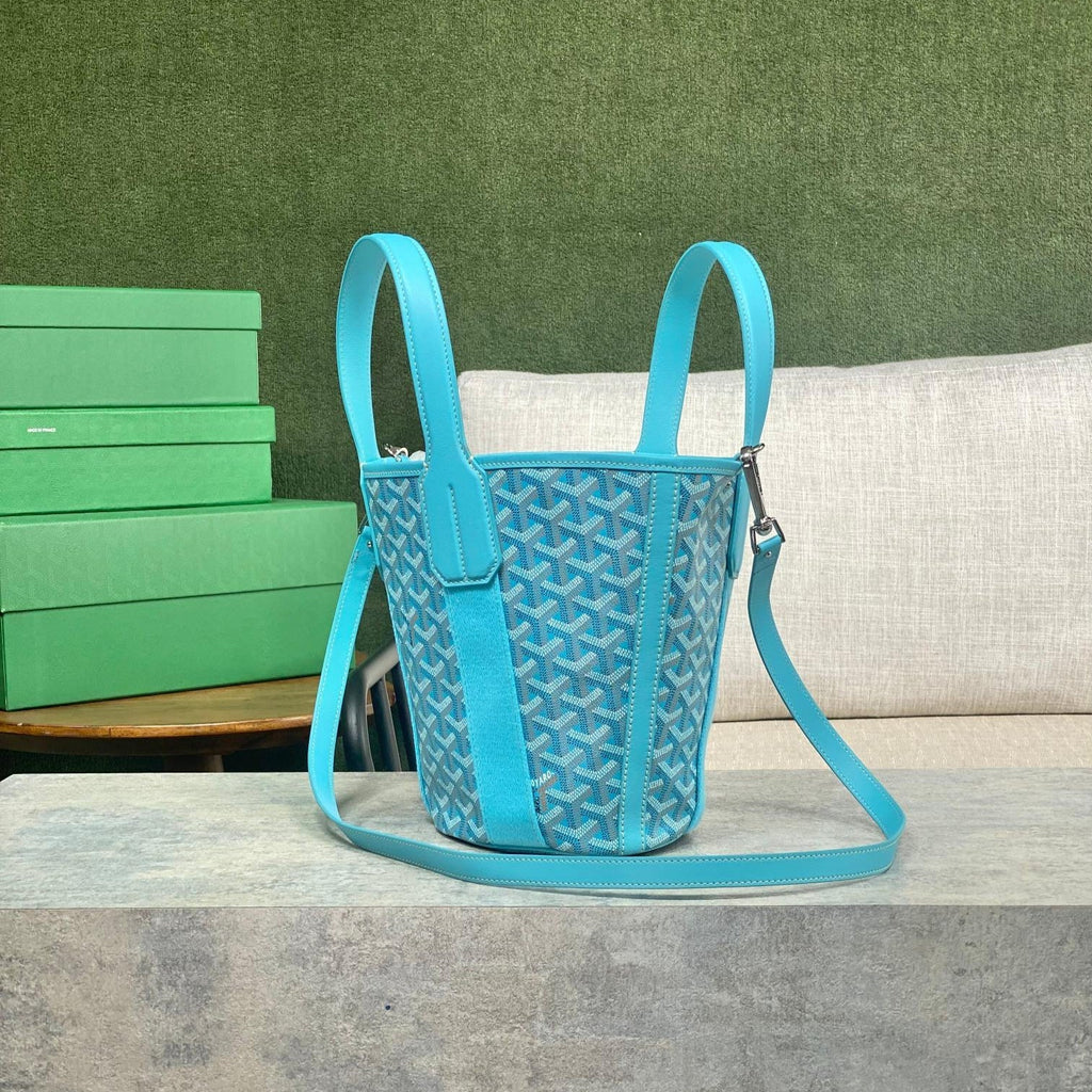 SMALL BELHARRA 24 IN BABY BLUE GOYARDINE CANVAS AND LAMBSKIN