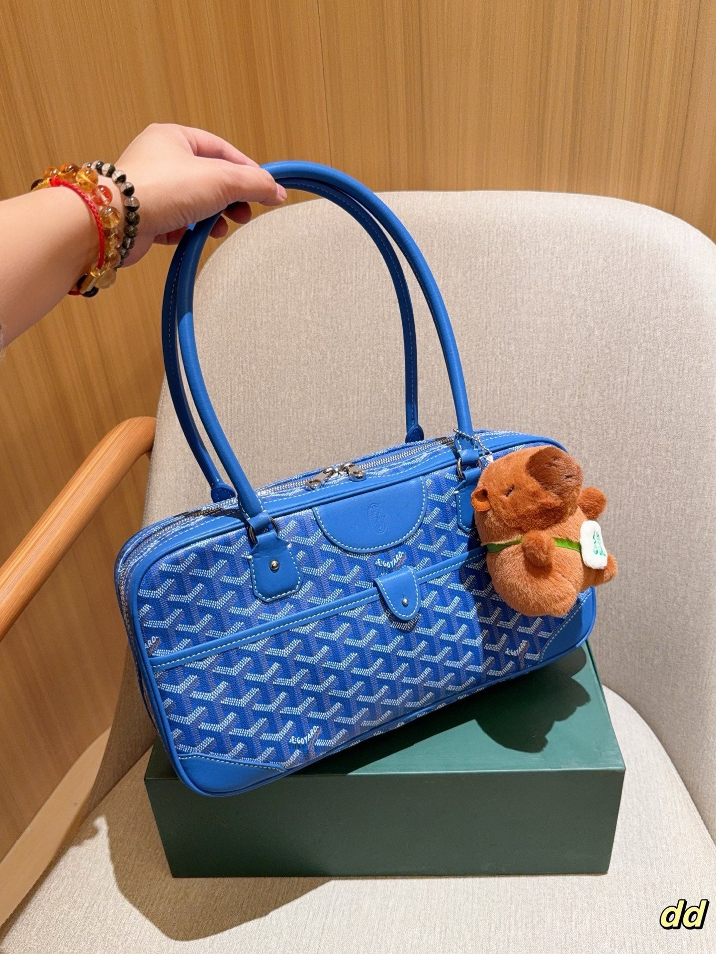 SAINT MARTIN BAG 35 IN BLUE GOYARDINE CANVAS AND CALFSKIN