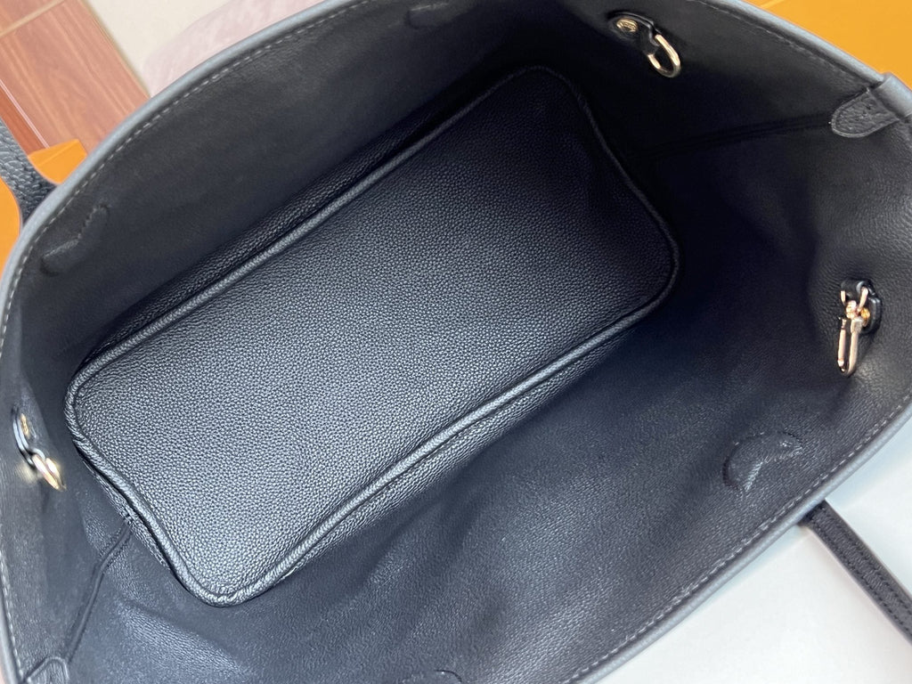 NEVERFULL INSIDE OUT MM BAG 31 IN BROWN MONOGRAM COATED CANVAS AND CALFSKIN