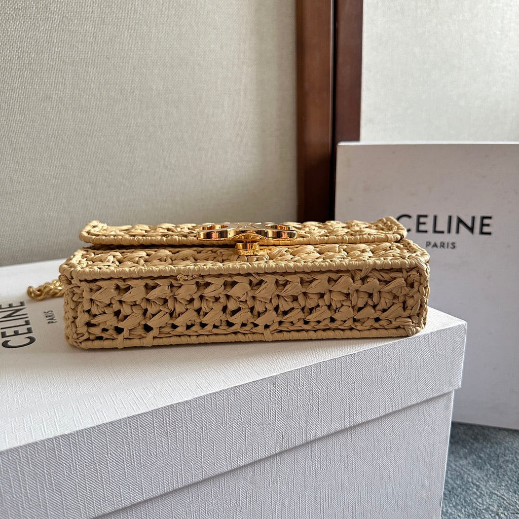TRIOMPHE 20 IN BEIGE RAFFIA GOLD HARDWARE