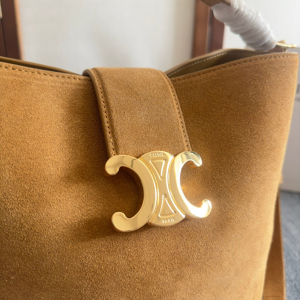 MINI BUCKET LOUISE 25 CARAMEL BROWN IN NUBUCK