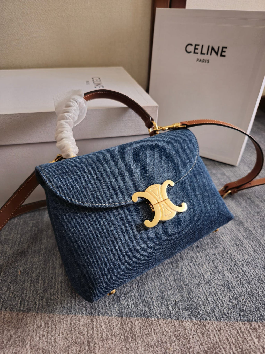 TEEN NINO BAG 20.5 IN DENIM TRIOMPHE KELLY