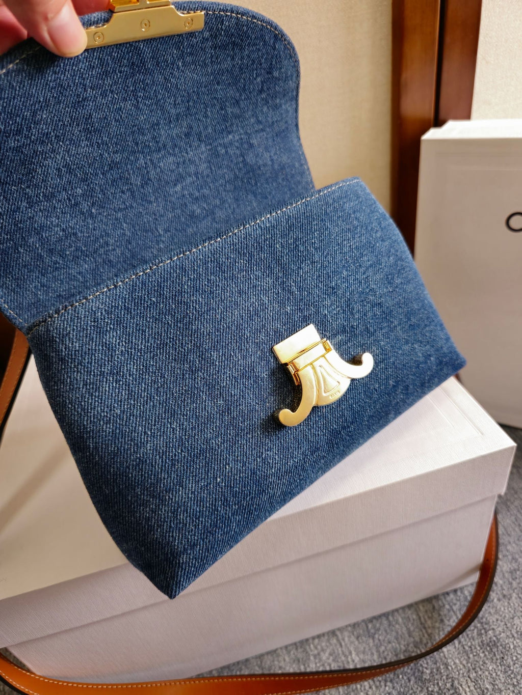 TEEN NINO BAG 20.5 IN DENIM TRIOMPHE KELLY