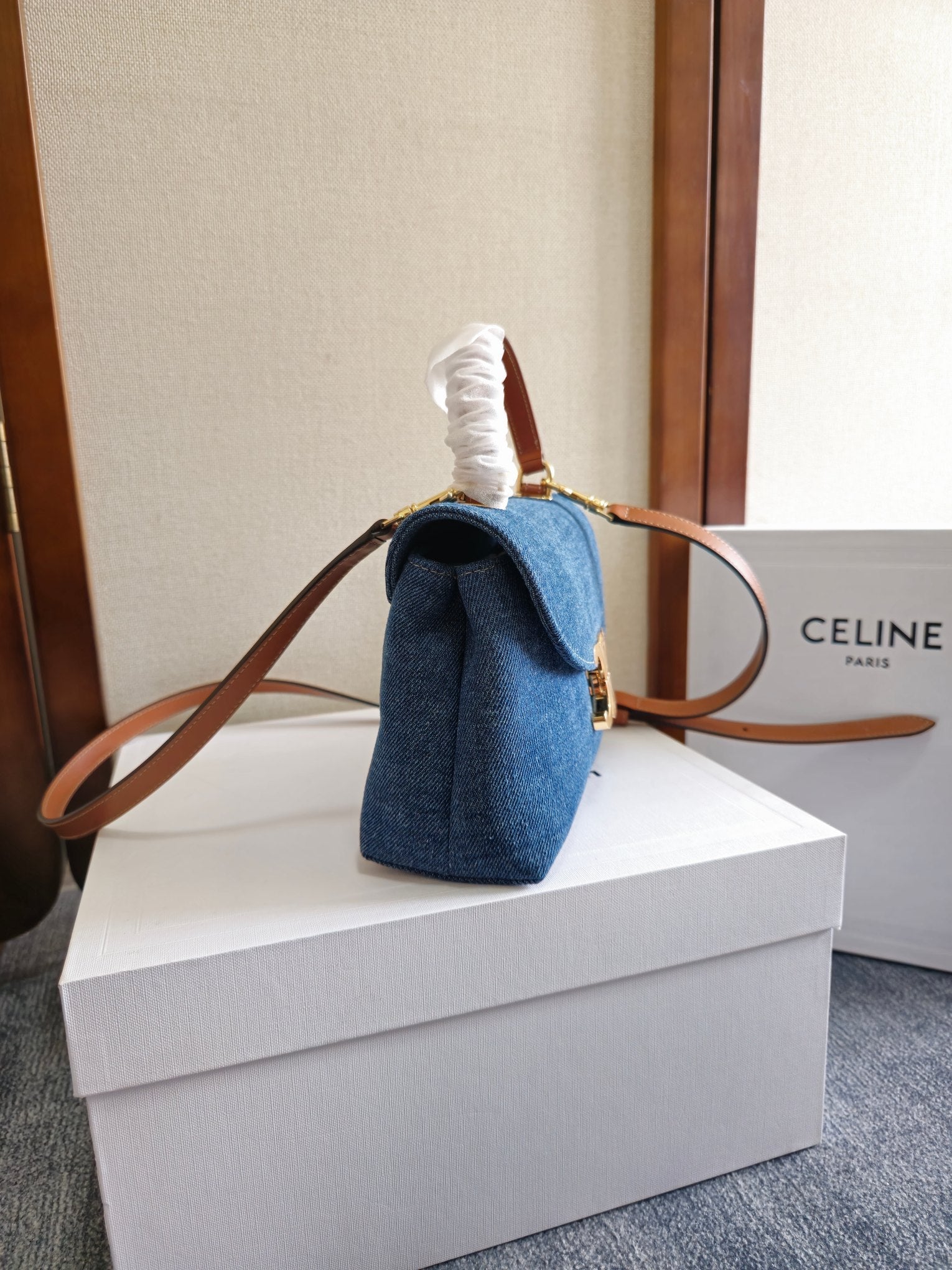 TEEN NINO BAG 20.5 IN DENIM TRIOMPHE KELLY