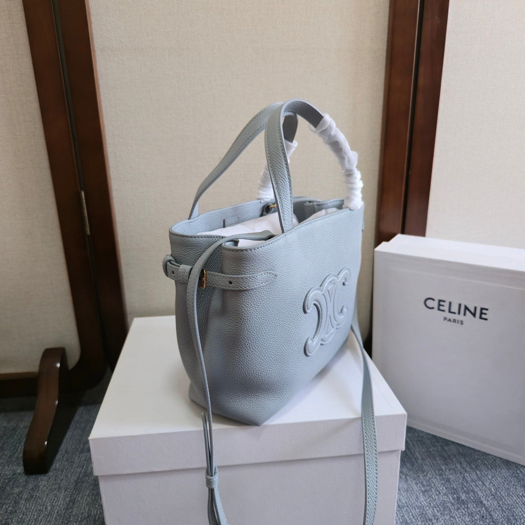 MINI CABAS ANAIS CUIR TRIOMPHE 20 IN BLUE GREY GRAINED CALFSKIN