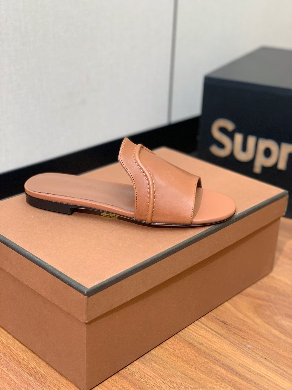 LP HIGHT TOP FLAT SLIPPERS TAWNY CALFSKIN