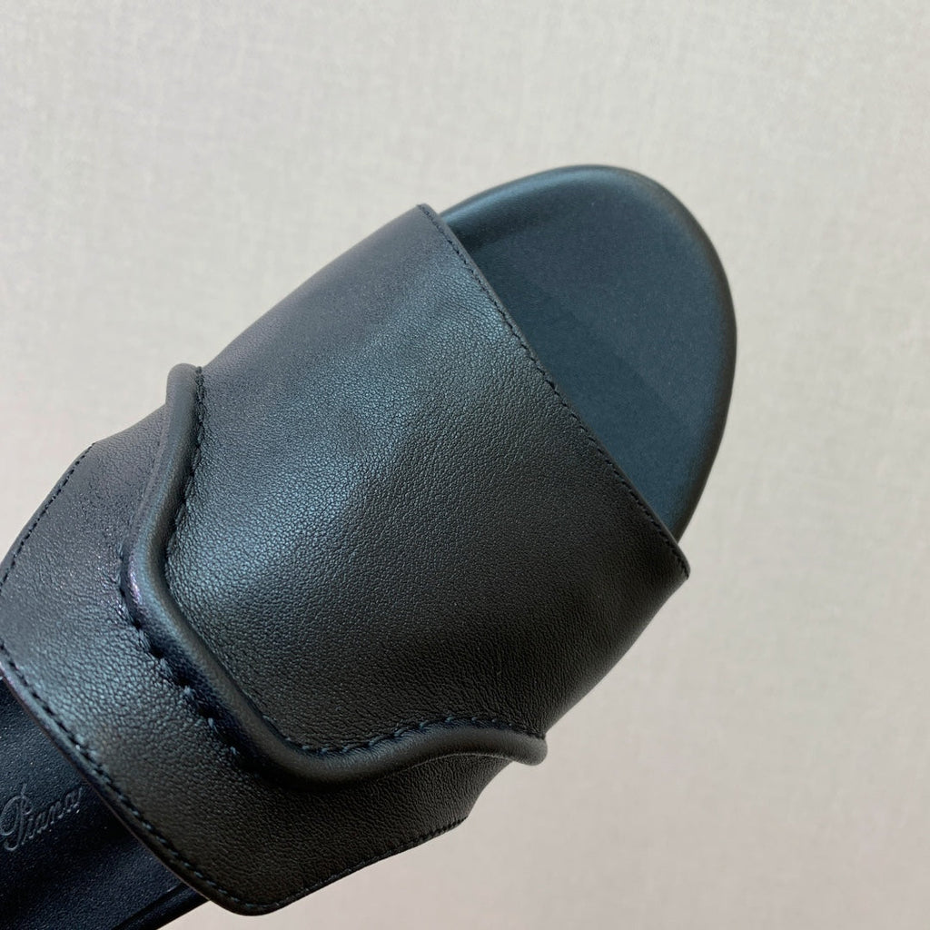 LP HIGHT TOP FLAT SLIPPERS BLACK CALFSKIN