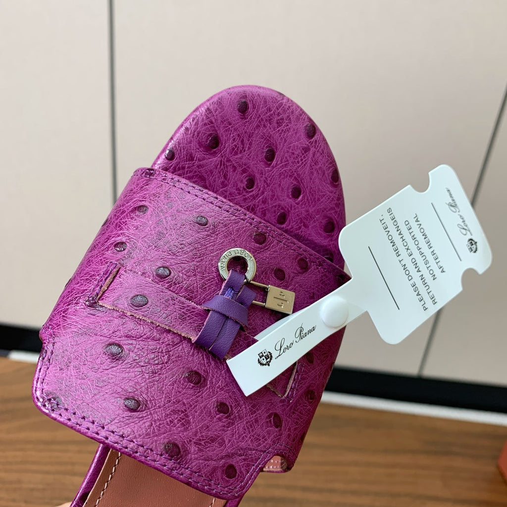 HIGH HEEL IN PURPLE LAMBSKIN OSTRICH SKIN