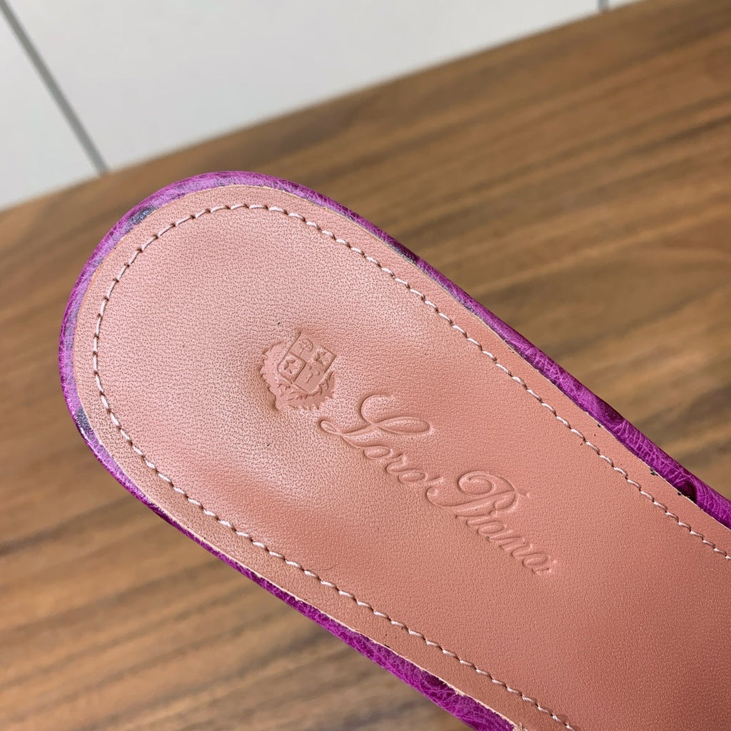 HIGH HEEL IN PURPLE LAMBSKIN OSTRICH SKIN