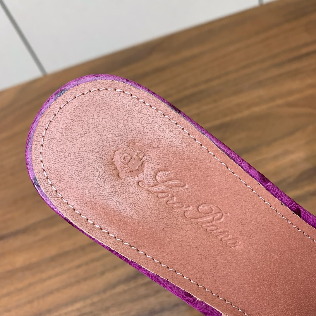 HIGH HEEL IN PURPLE LAMBSKIN OSTRICH SKIN