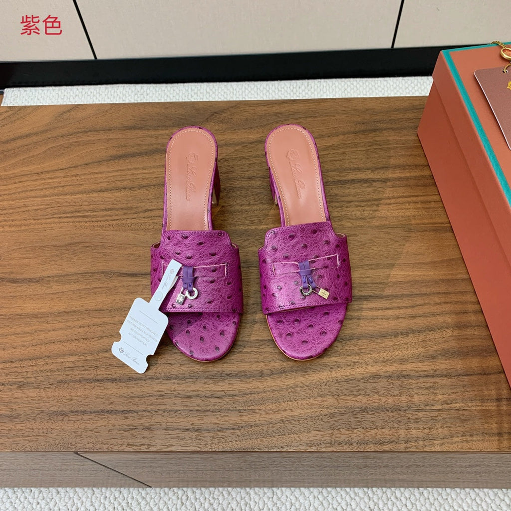 HIGH HEEL IN PURPLE LAMBSKIN OSTRICH SKIN