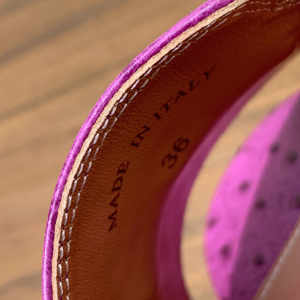 HIGH HEEL IN PURPLE LAMBSKIN OSTRICH SKIN