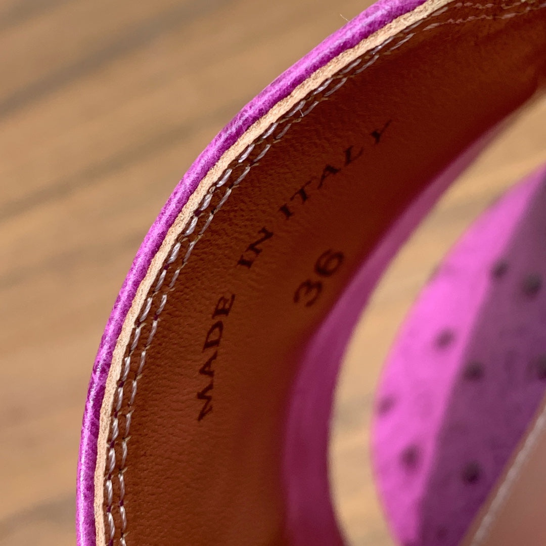 HIGH HEEL IN PURPLE LAMBSKIN OSTRICH SKIN