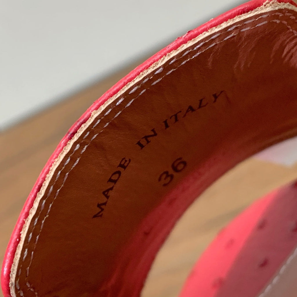 HIGH HEEL IN RED LAMBSKIN OSTRICH SKIN