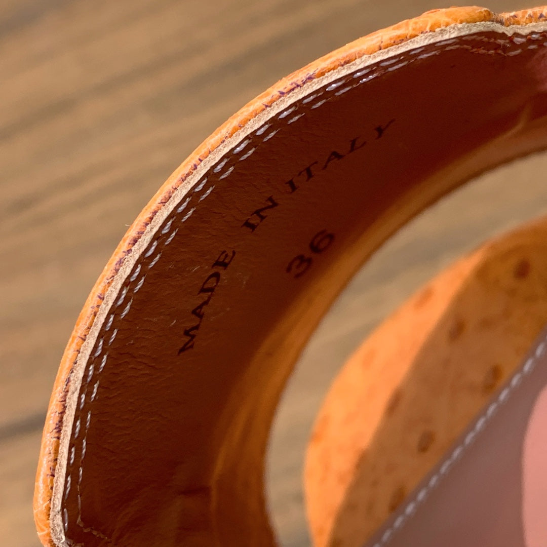 HIGH HEEL IN ORANGE LAMBSKIN OSTRICH SKIN