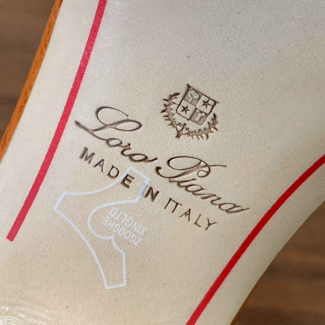 HIGH HEEL IN ORANGE LAMBSKIN OSTRICH SKIN