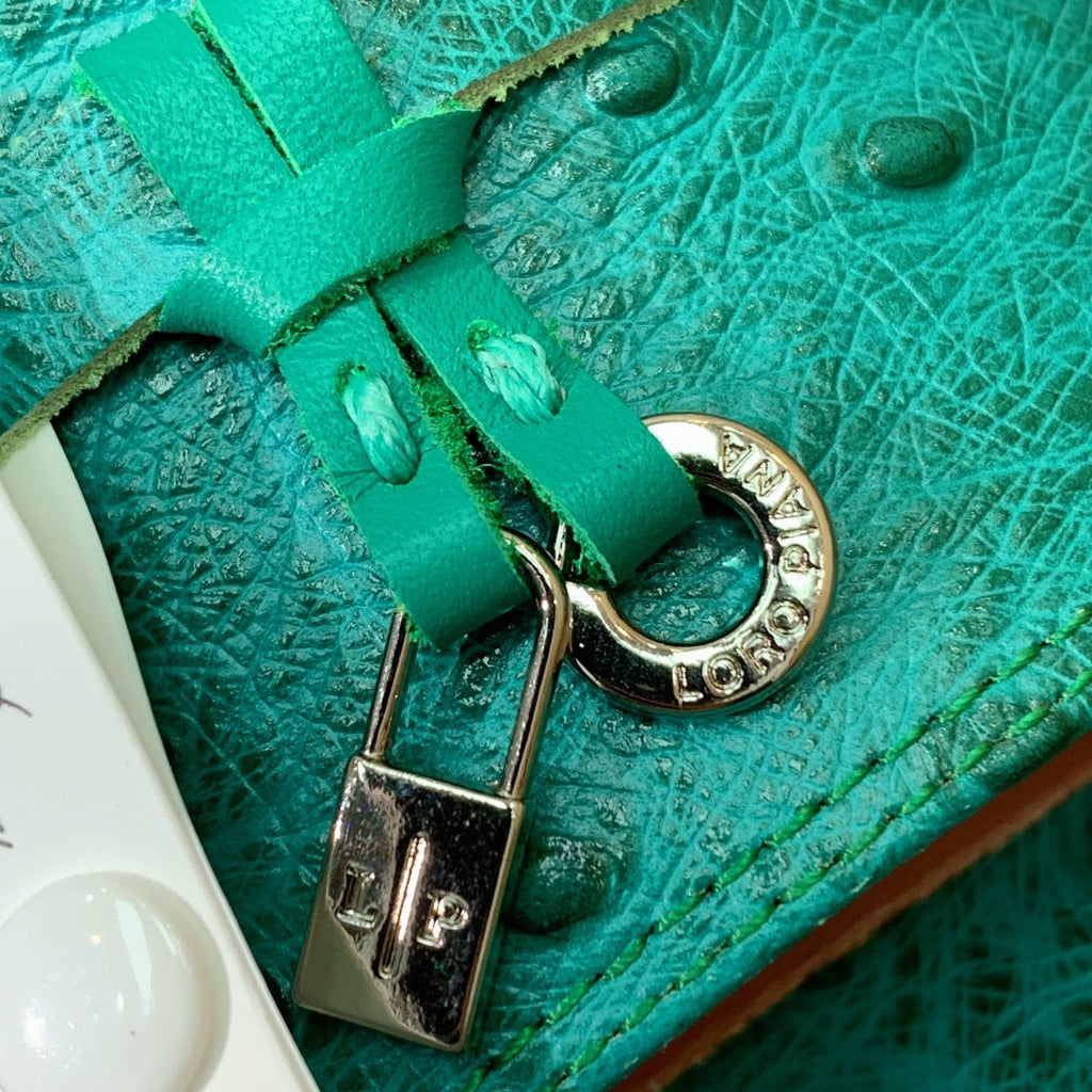 HIGH HEEL IN TEAL GREEN LAMBSKIN OSTRICH SKIN