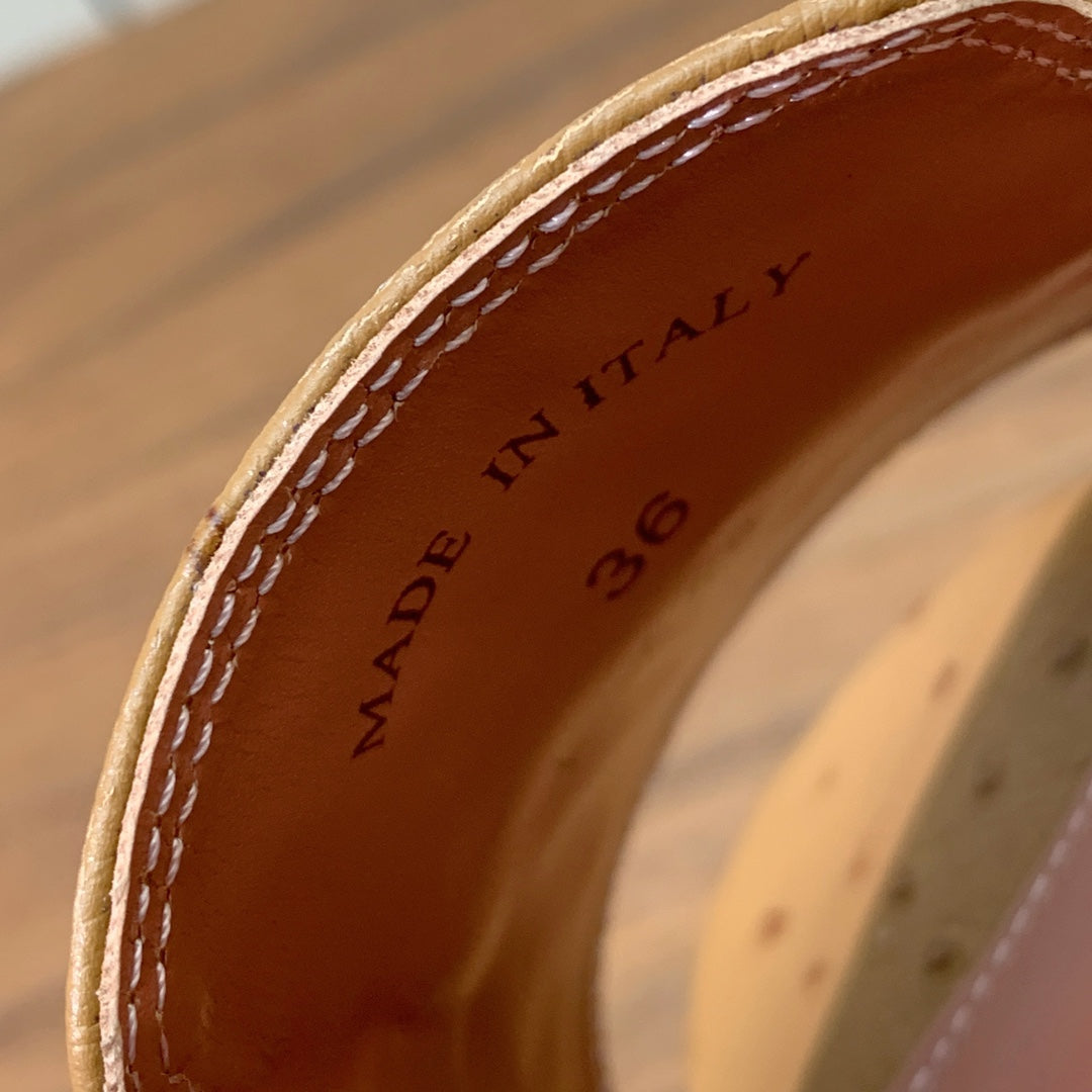 HIGH HEEL IN LIGHT BROWN LAMBSKIN OSTRICH SKIN