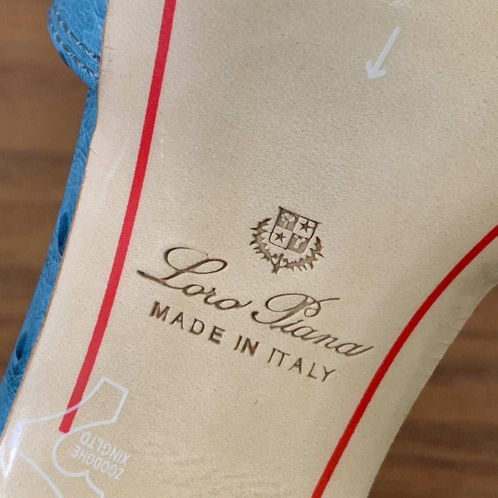 HIGH HEEL IN LIGHT BLUE LAMBSKIN OSTRICH SKIN