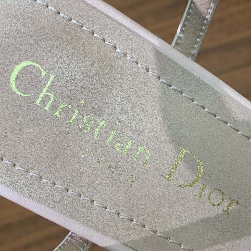 HIGH HEEL EMBROIDERED SANDAL IN LIGHT PINK CALFSKIN AND WOVEN STRAPS