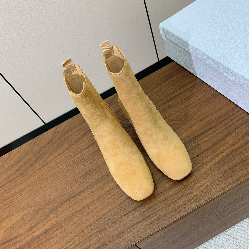 DIOR 25S ANKLE BOOTS 80 MM IN BEIGE SUEDE