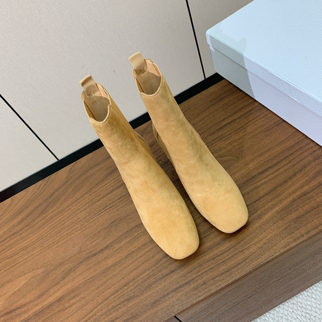 DIOR 25S ANKLE BOOTS 80 MM IN BEIGE SUEDE