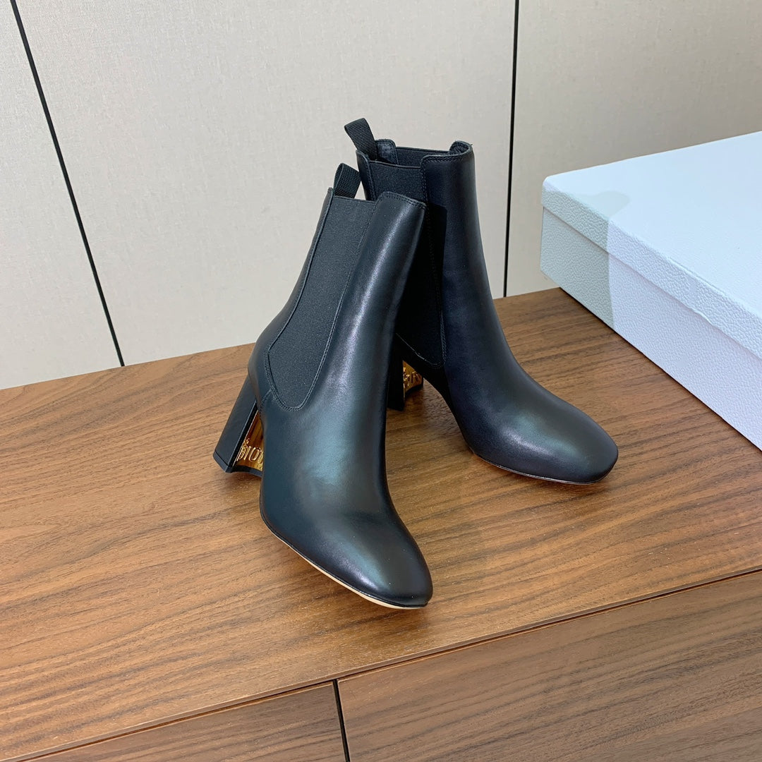 DIOR 25S ANKLE BOOTS 80 MM IN BLACK CALFSKIN