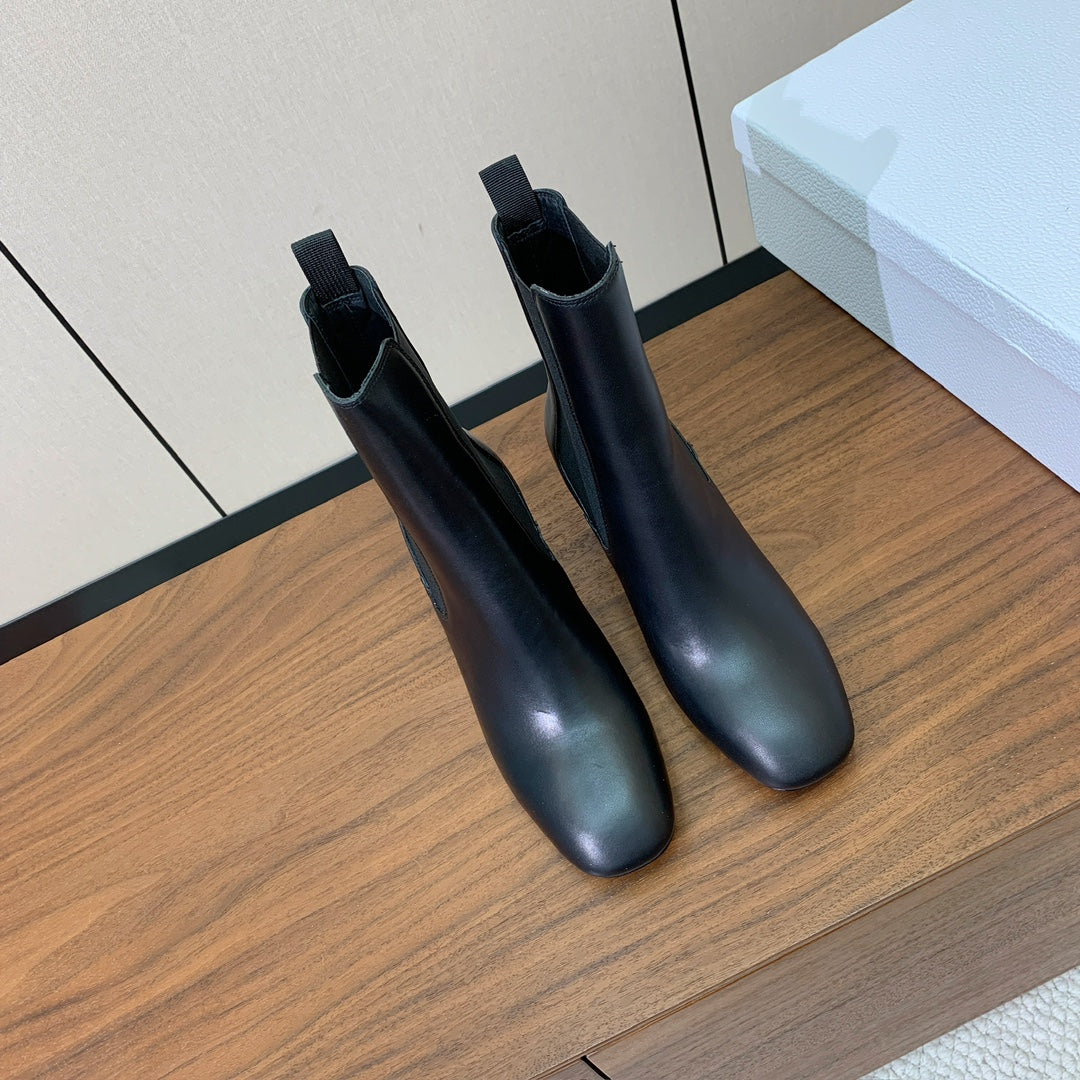 DIOR 25S ANKLE BOOTS 80 MM IN BLACK CALFSKIN