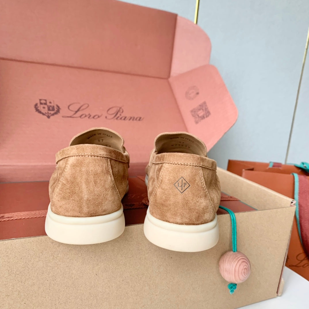 Loro Piana Camel Suede Summer Charms Walk Loafers