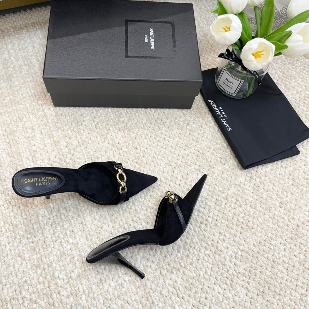 SL LINK MULES PUMP BLACK VELVET