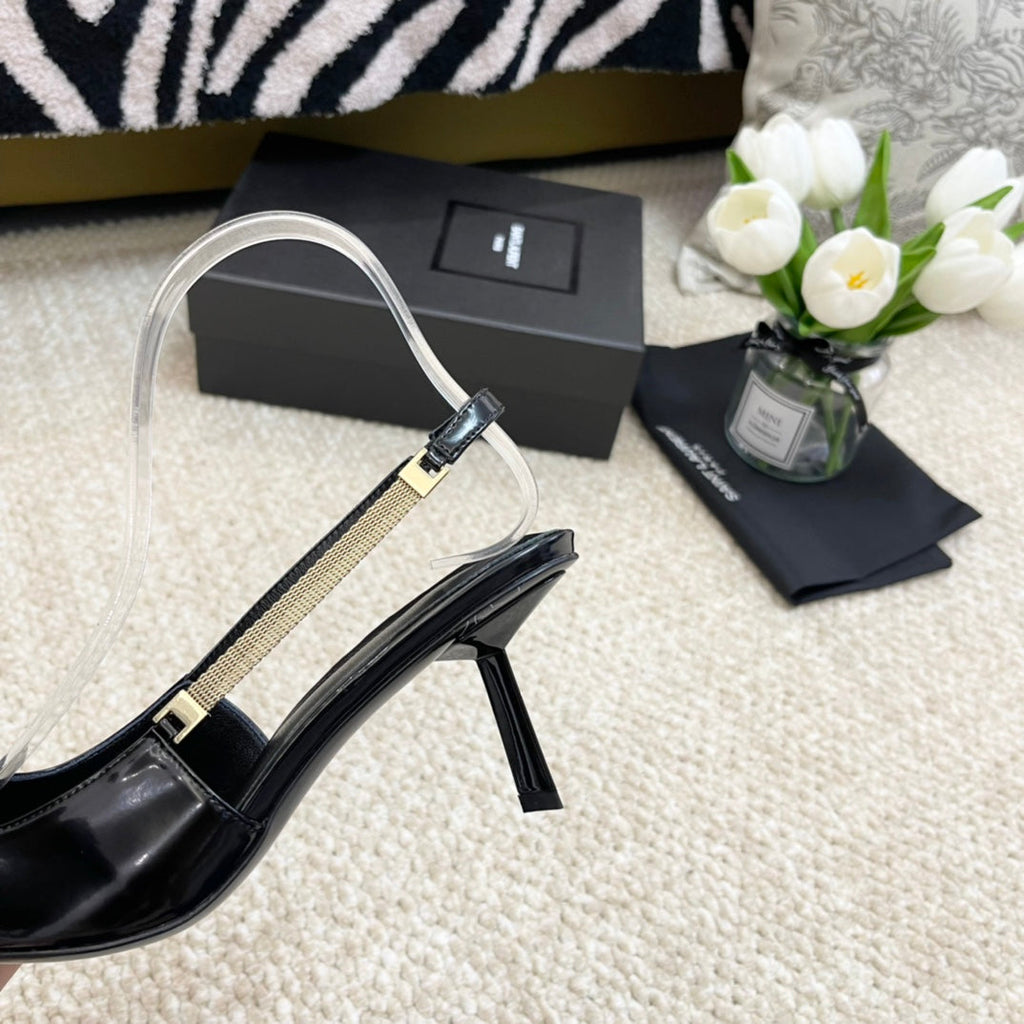 SL BLAKE SLINGBACK PUMPS BLACK CALFSKIN