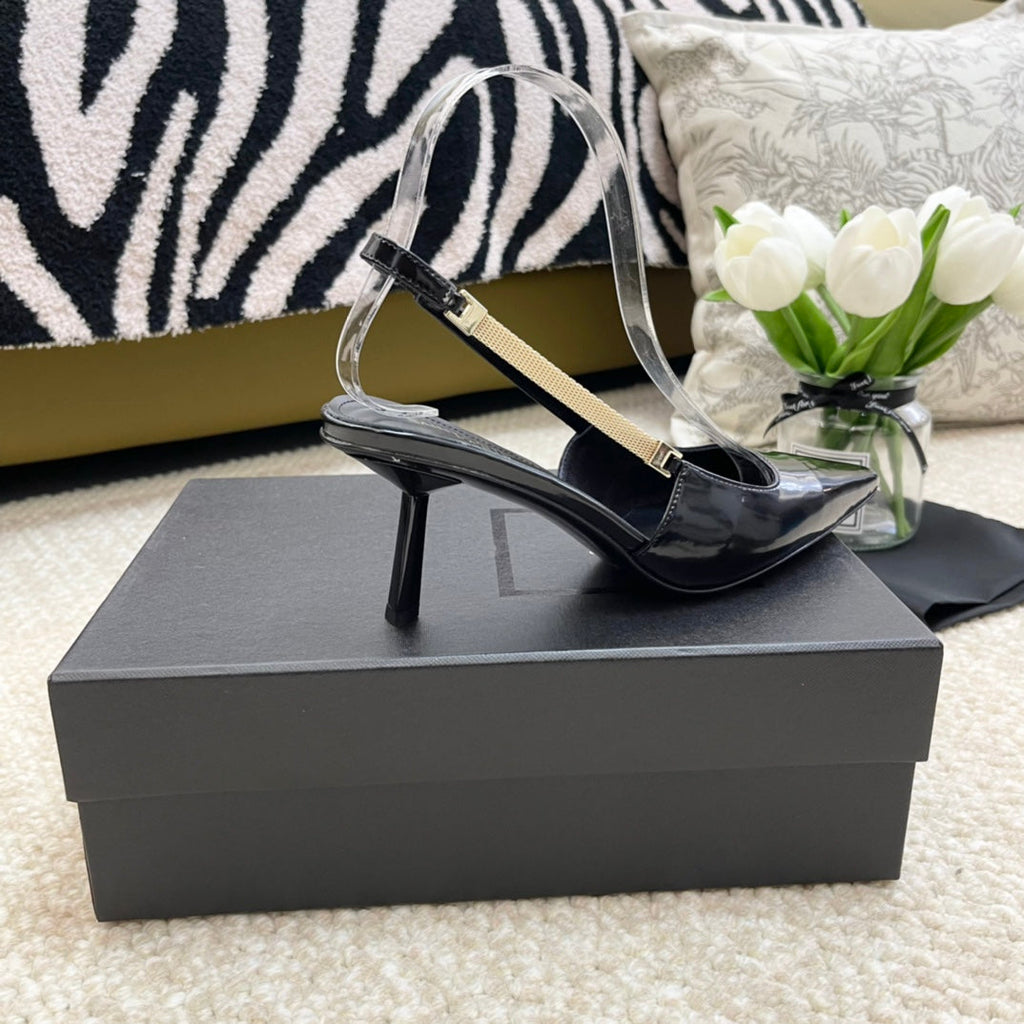 SL BLAKE SLINGBACK PUMPS BLACK CALFSKIN