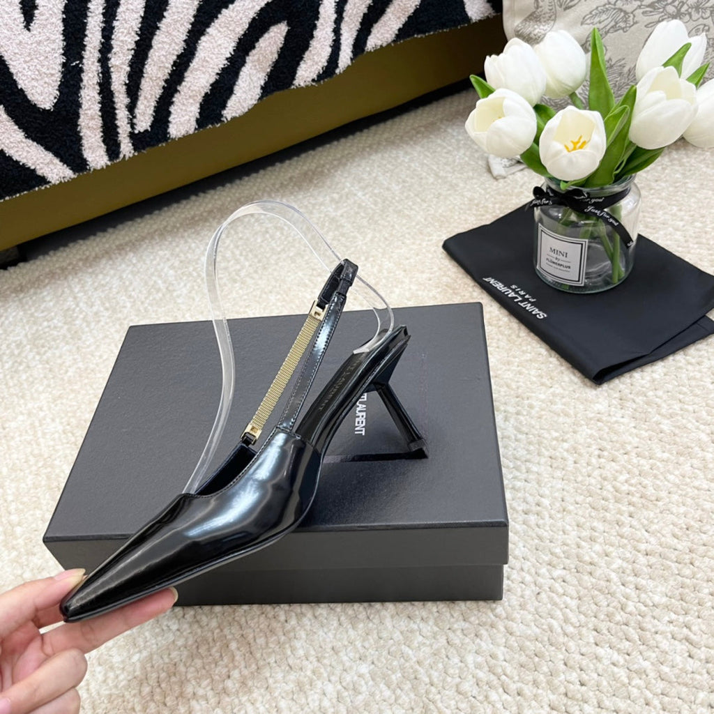 SL BLAKE SLINGBACK PUMPS BLACK CALFSKIN