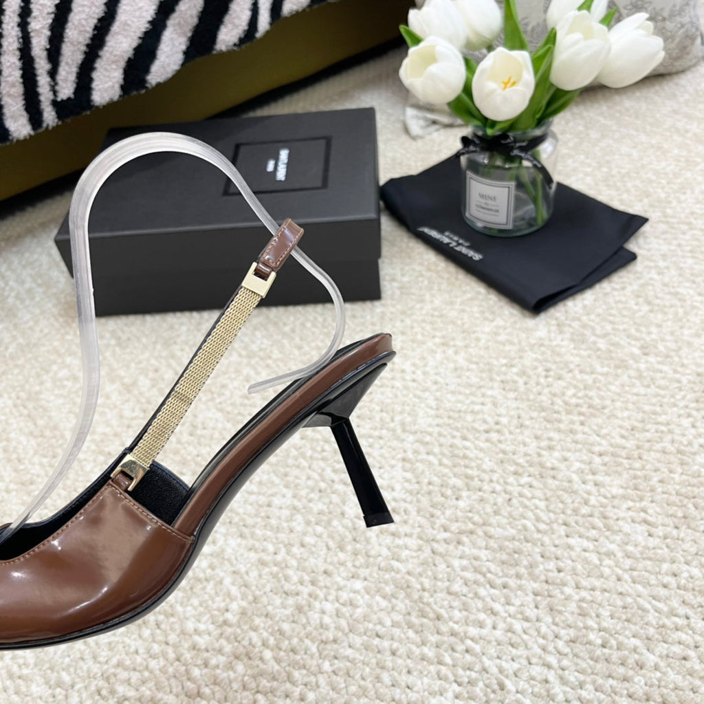 SL BLAKE SLINGBACK PUMPS CARAMEL CALFSKIN