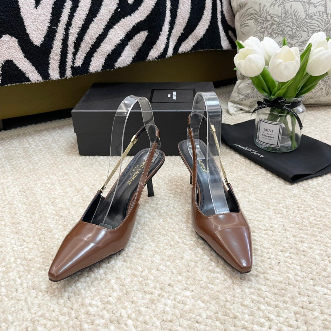 SL BLAKE SLINGBACK PUMPS CARAMEL CALFSKIN
