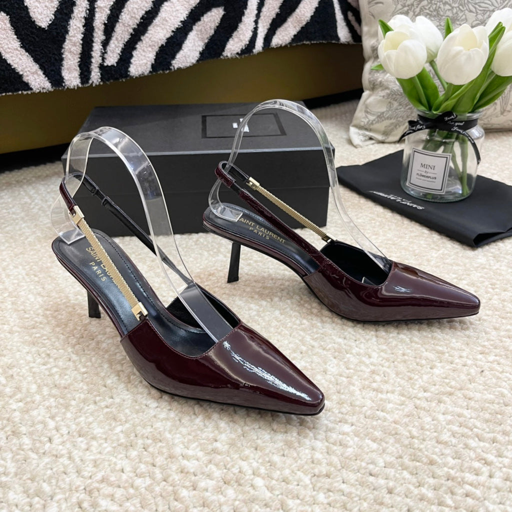 SL BLAKE SLINGBACK PUMPS MULBERRY CALFSKIN
